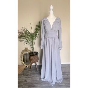 Long V-Neck Chiffon Bridesmaid Dress